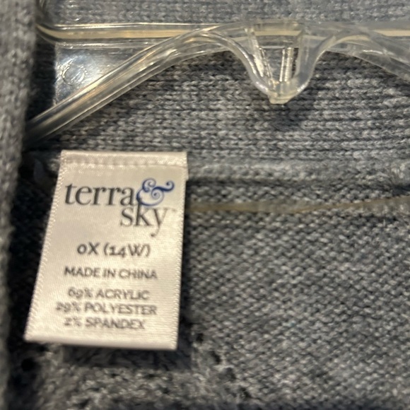 EUC Gray Cardigan With 2 Pockets and Ribbing on Front - Picture 4 of 9